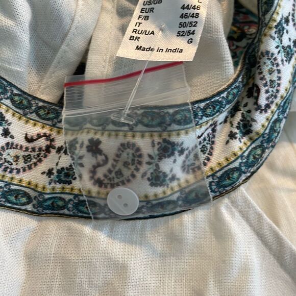 Venus Printed Trim Linen Mix Halter Top Ivory  L - Picture 7 of 9